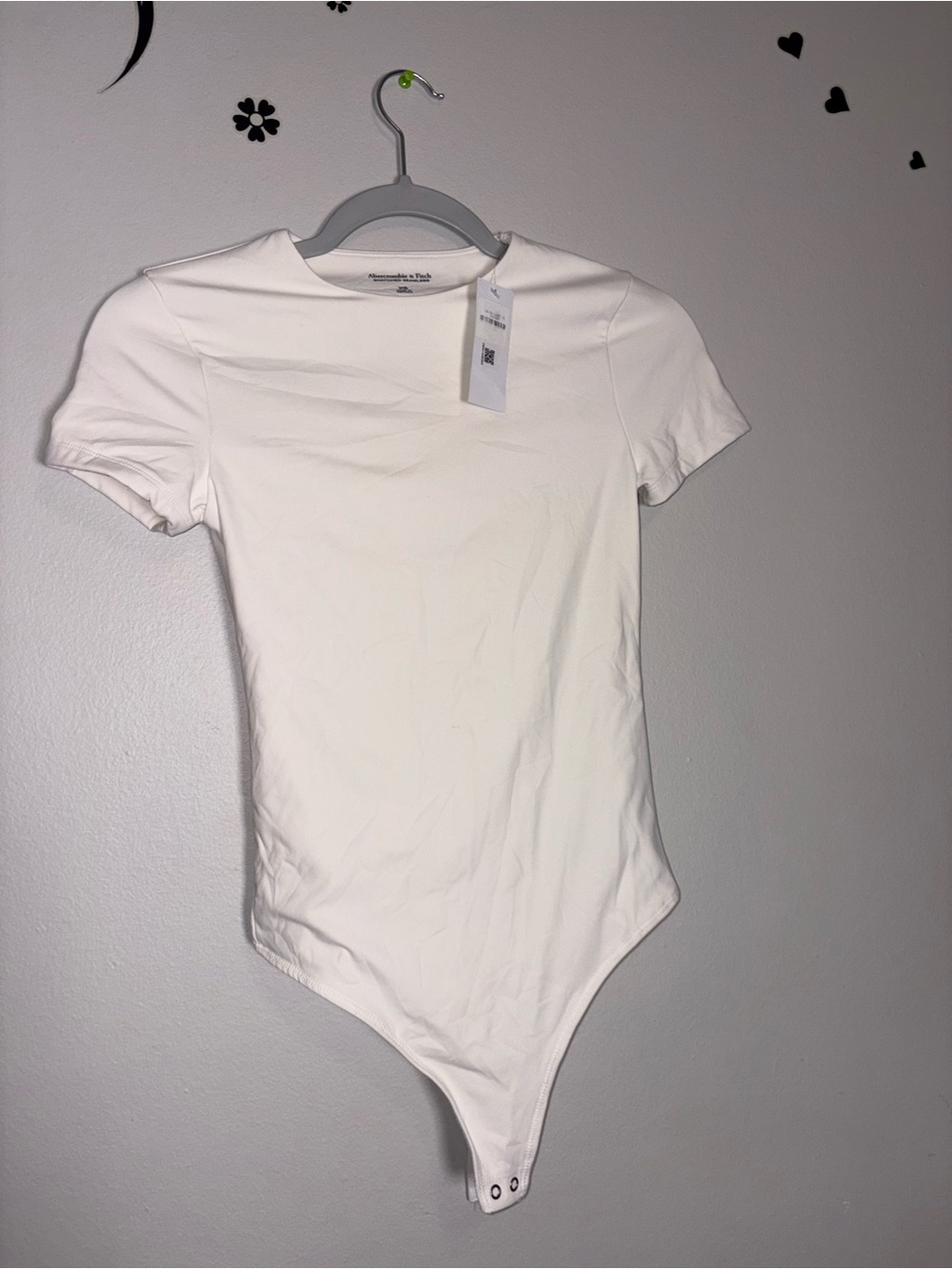 Abercrombie & Fitch White Short Sleeve Crewneck Bodysuit